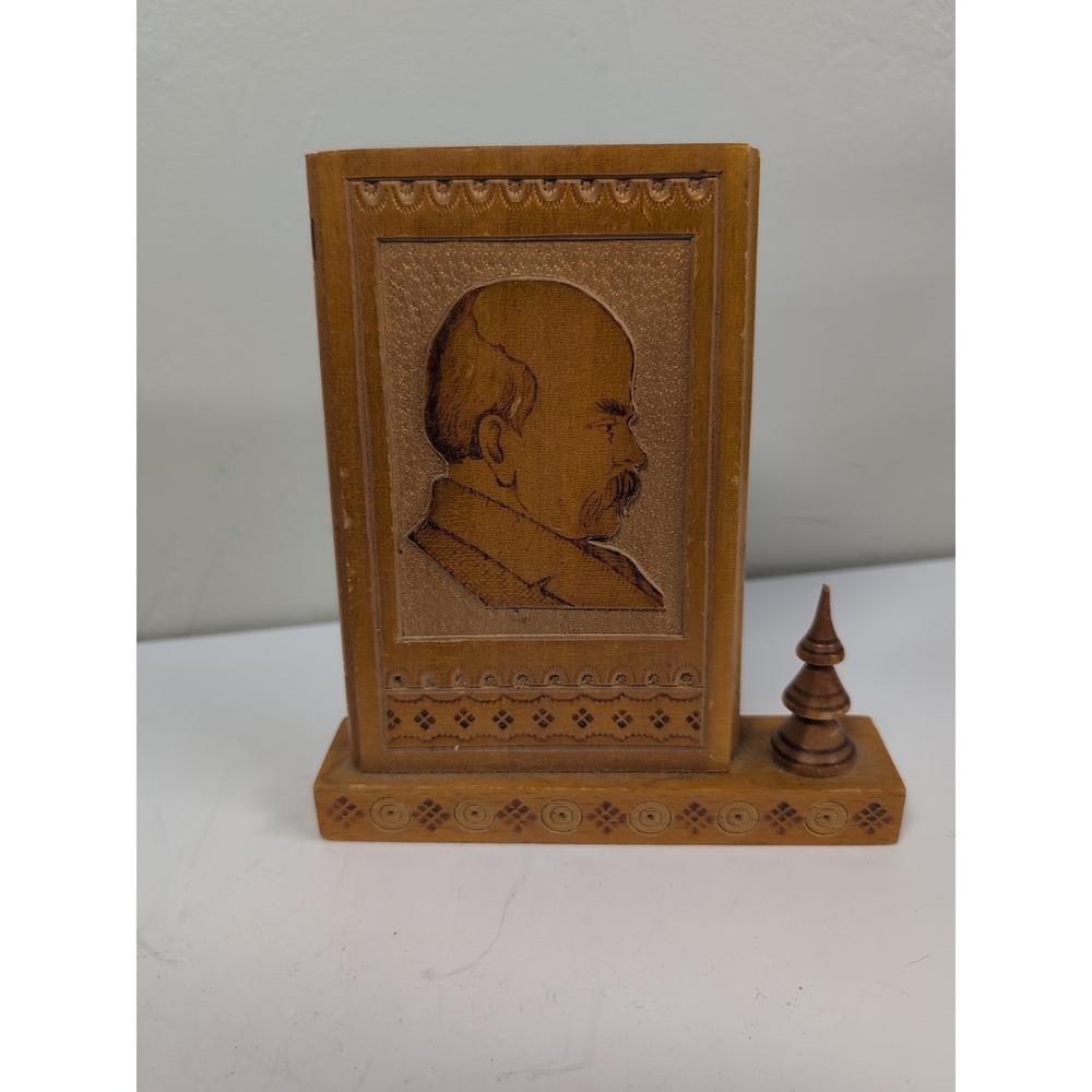 Vintage USSR Desktop Souvenir Portrait Ukrainian Writer‎ Shevchenko Hand Carving